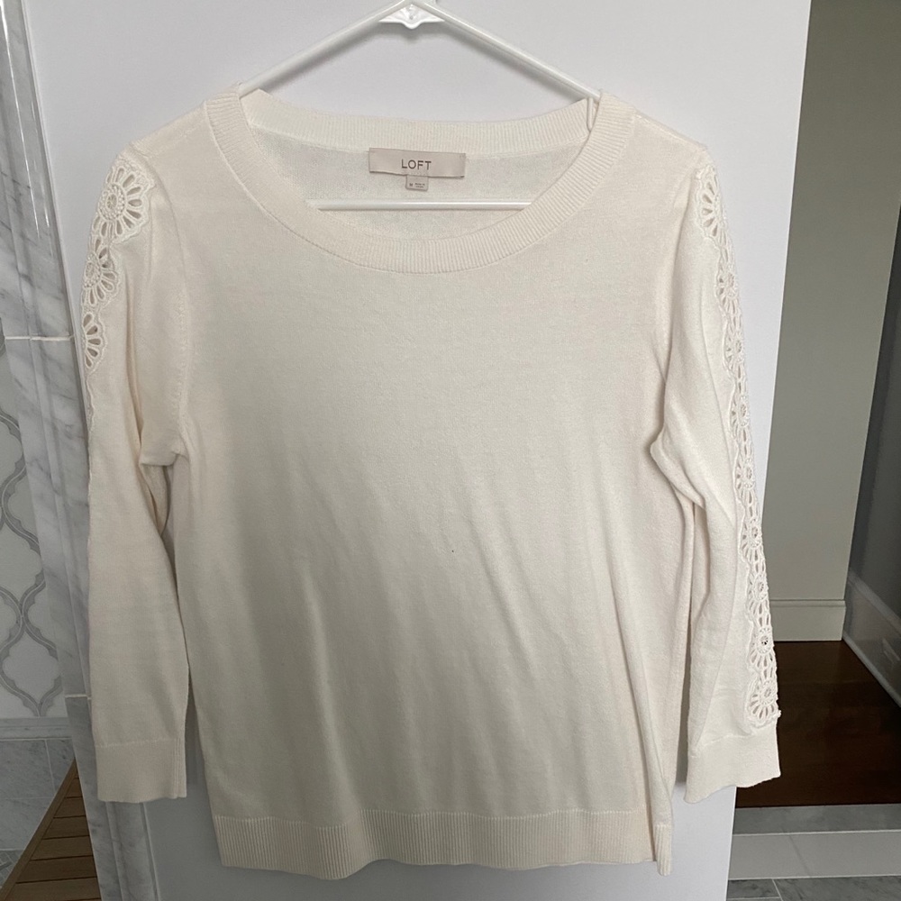 Loft 3/4 sleeve eyelet detail shirt